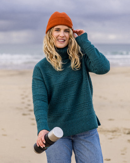Snug Polo Neck Knitted Jumper - Mediterranean - 