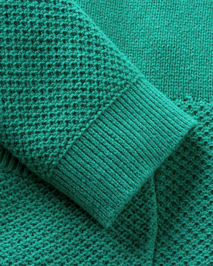 Cove Full Zip Knitted Hoodie - Greenlake - Flatlay