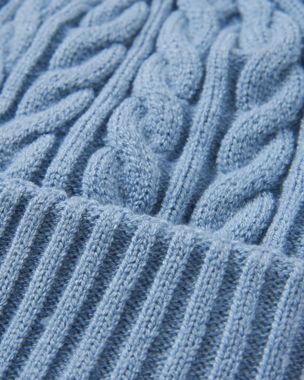 Fireside Cable Knit Beanie - Faded Denim - Flatlay