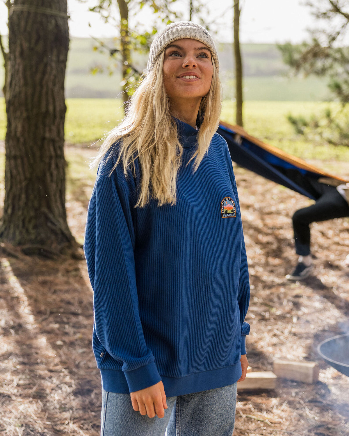Flourish Roll Neck Top - True Blue - Lifestyle
