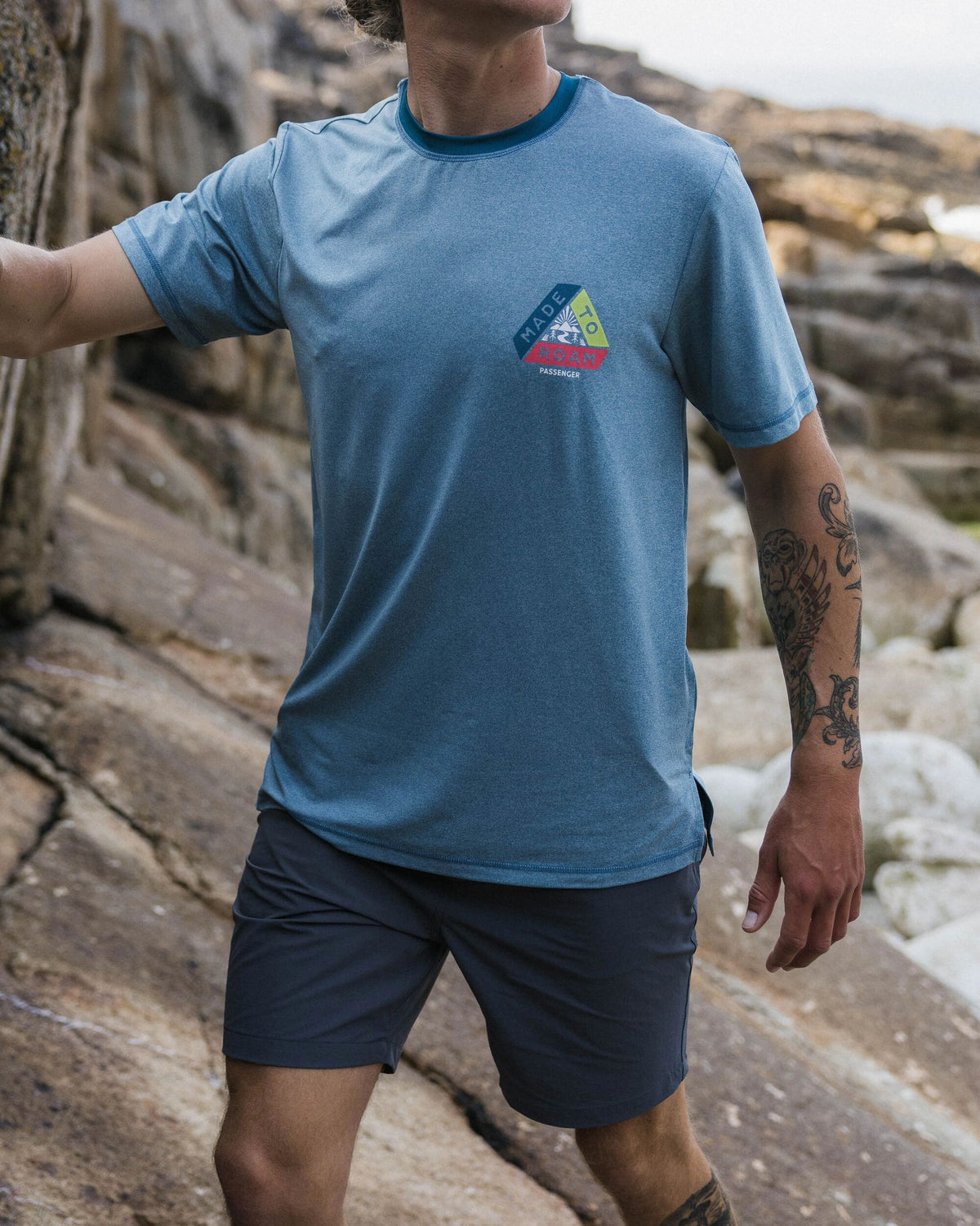 Classic Active T-Shirt - Blue Steel Marl - Lifestyle