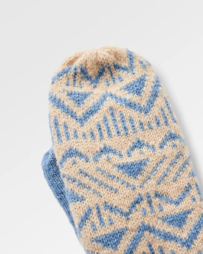 Nurture Fleece Lined Mittens - Faded Denim - Flatlay