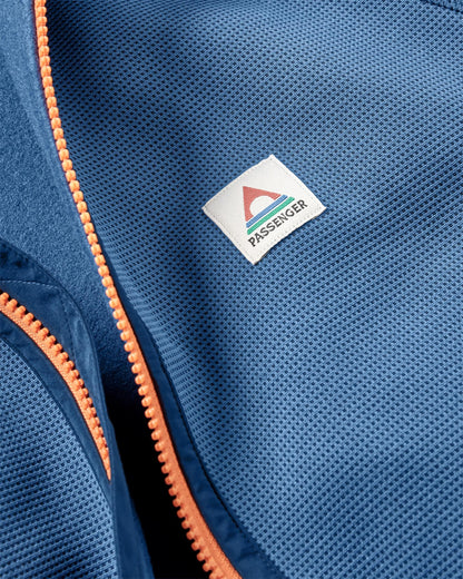 Vertical Full Zip Hooded Fleece - Dark Denim - Flatlay