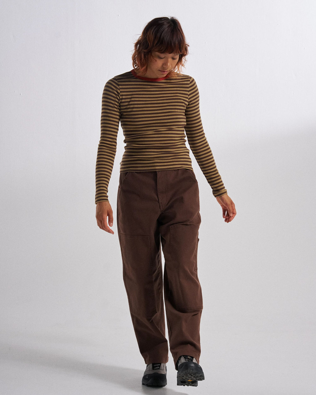 Out There Ribbed LS T-Shirt - Chestnut - Studio Model