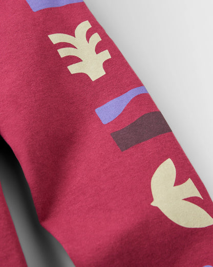 Papercut LS T-Shirt - Cranberry - Flatlay