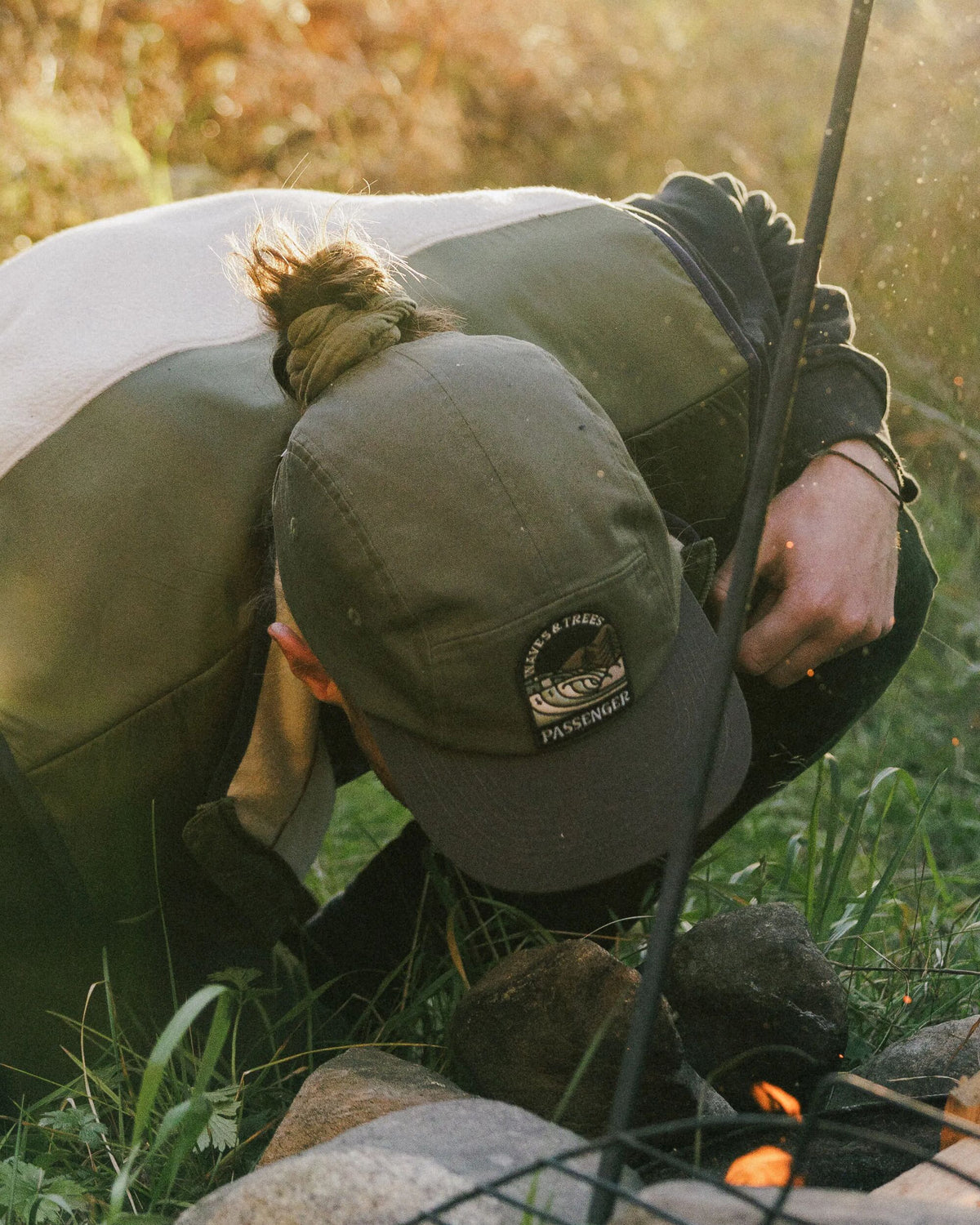 Waves & Trees 5 Panel Cap - Dusty Olive - Lifestyle