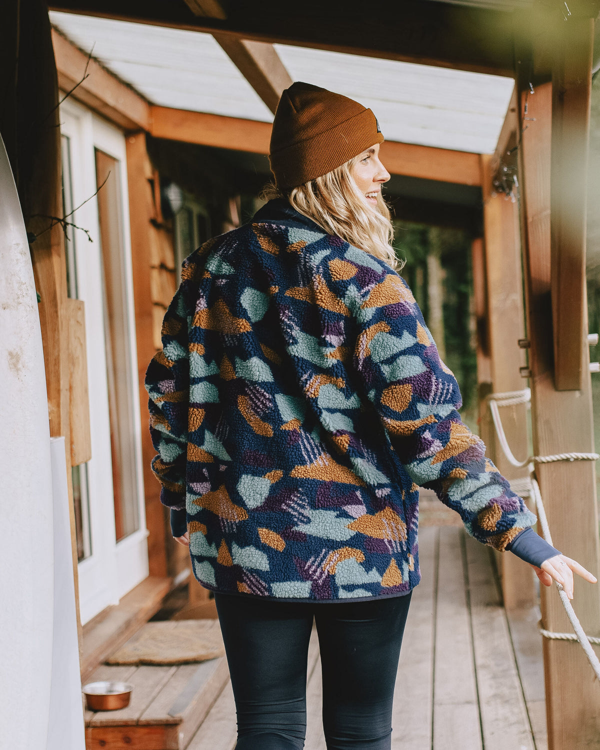Clover Sherpa Fleece - Deep Blue Camo Pattern - Lifestyle
