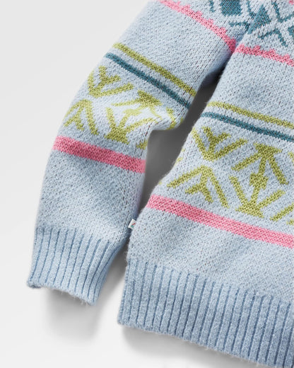 Whimsical Knitted Jumper - Homespun Stripe Blue Fog - Flatlay