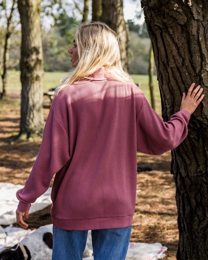 Flourish Roll Neck Top - Crushed Berry - Lifestyle