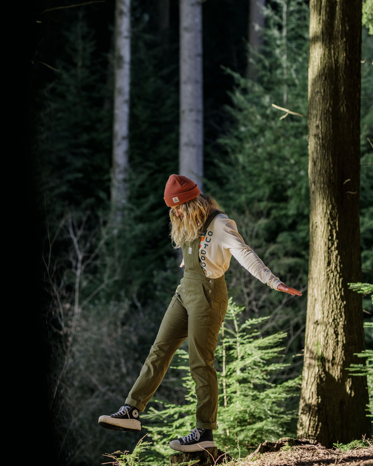 Roamist Cotton Dungarees - Khaki - Lifestyle