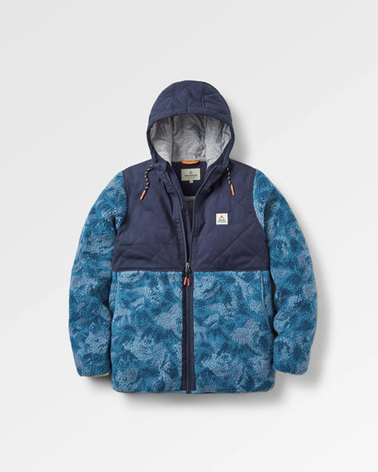 Sefton Deep-Pile Sherpa Full Zip Fleece - Abstract Mountain Blue Steel - Flatlay