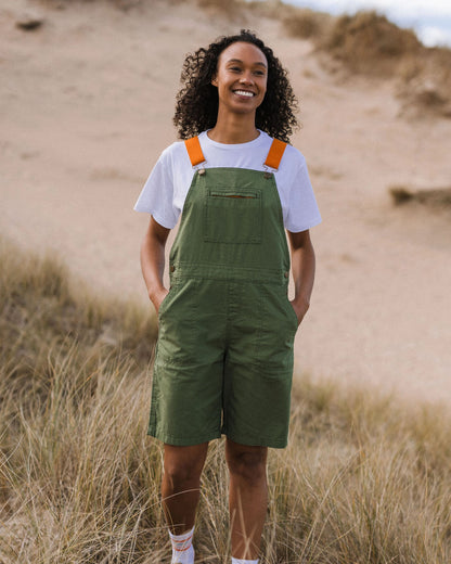 Shuffle Light Cotton Short Dungarees - Wild Green - Lifestyle