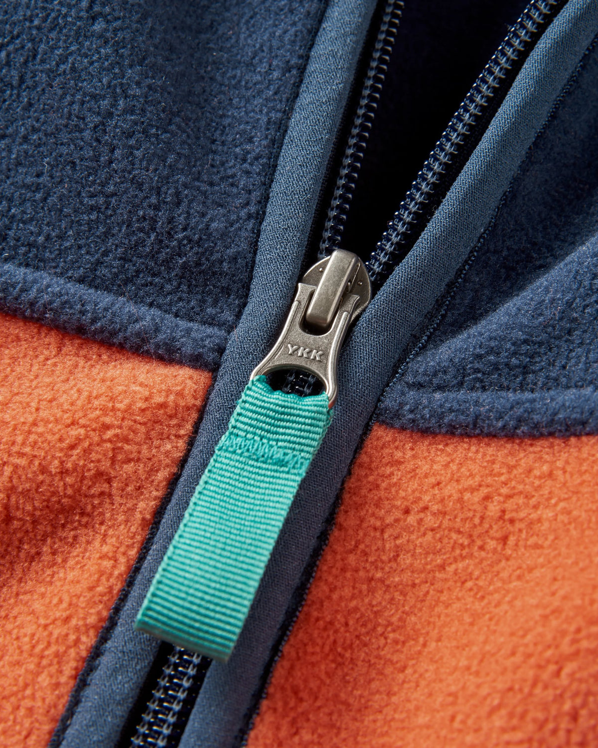 Ridge Full Zip Polar Fleece - Rich Navy/ Burnt Orange - Flatlay