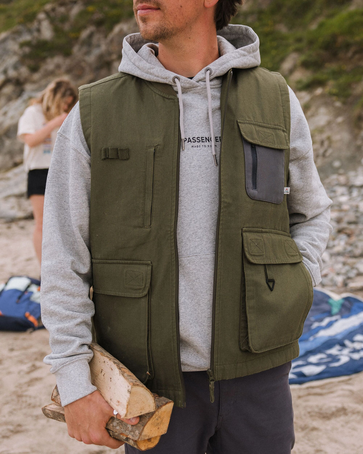 Explorers Cotton Canvas Gilet - Khaki - Lifestyle