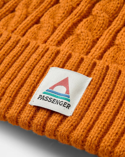 Fireside Cable Knit Beanie - Retro Orange - Flatlay