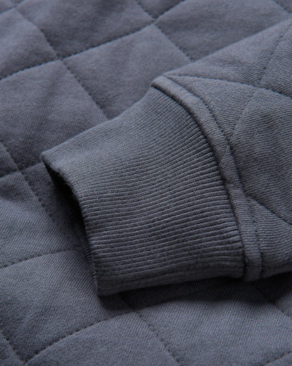 Bark Quilted Popper Up Sweatshirt - Charcoal - Flatlay