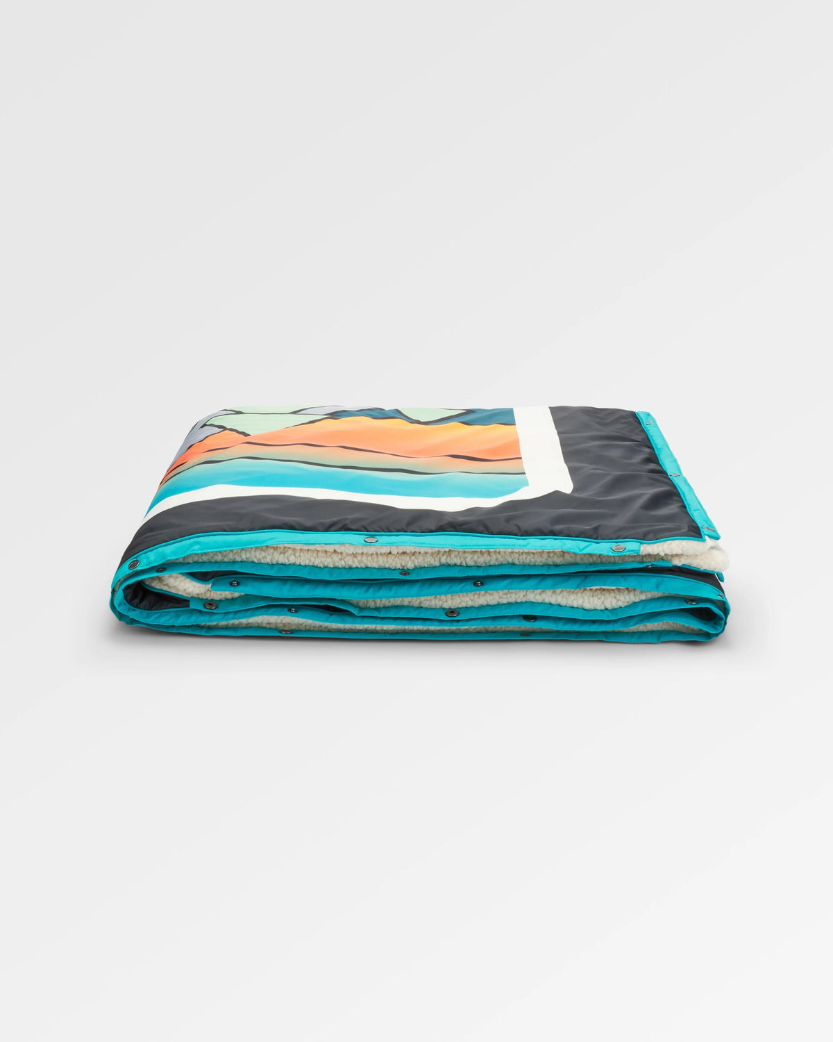 Cabin Sherpa Blanket - Black 'Nowhere Bound' Print - Flatlay