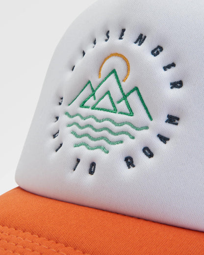 Escapism Snapback Trucker Cap - Chestnut/Sunrise Orange - Flatlay