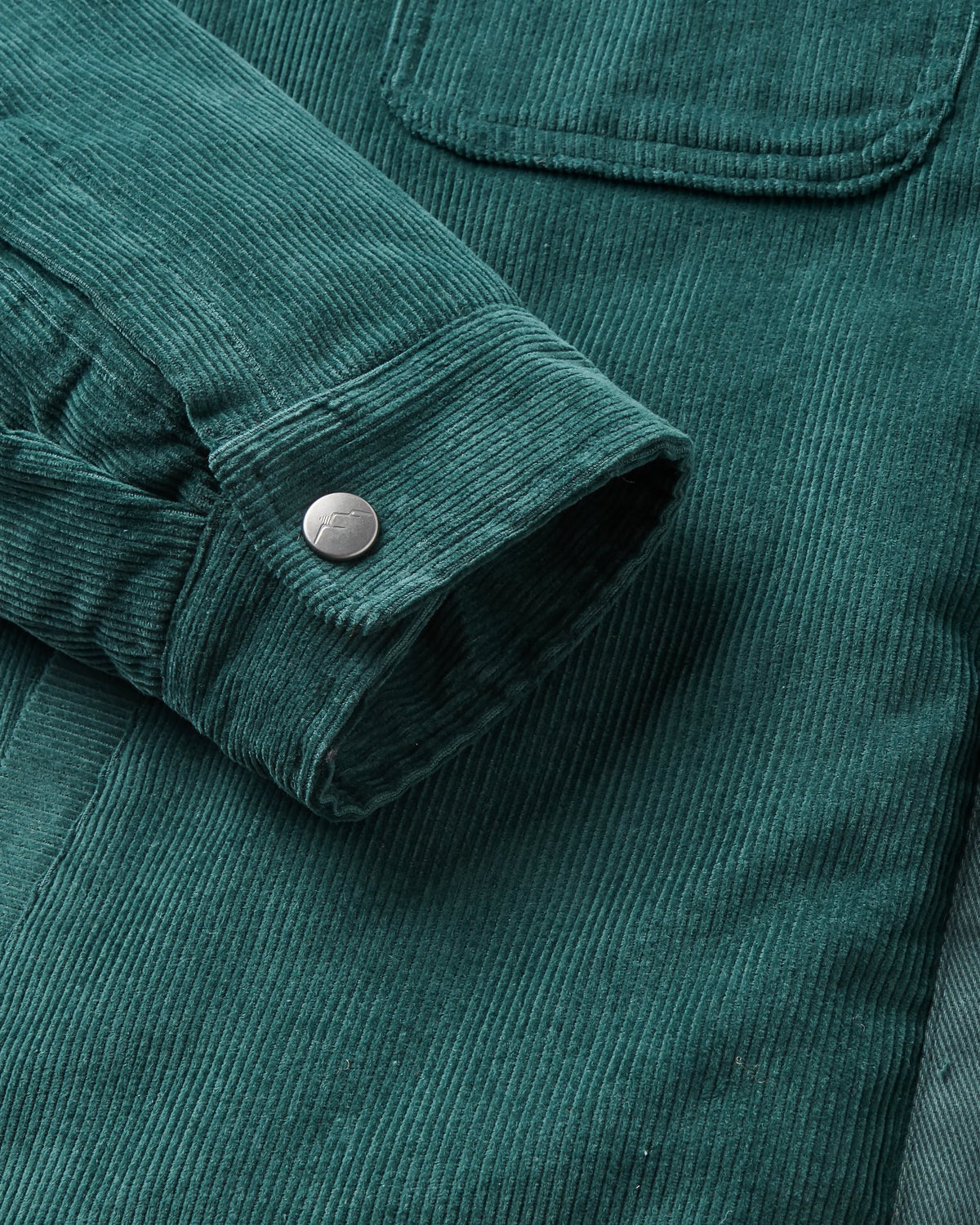 Kodiak Sherpa Lined Cord Overshirt - Dark Fern  - Flatlay