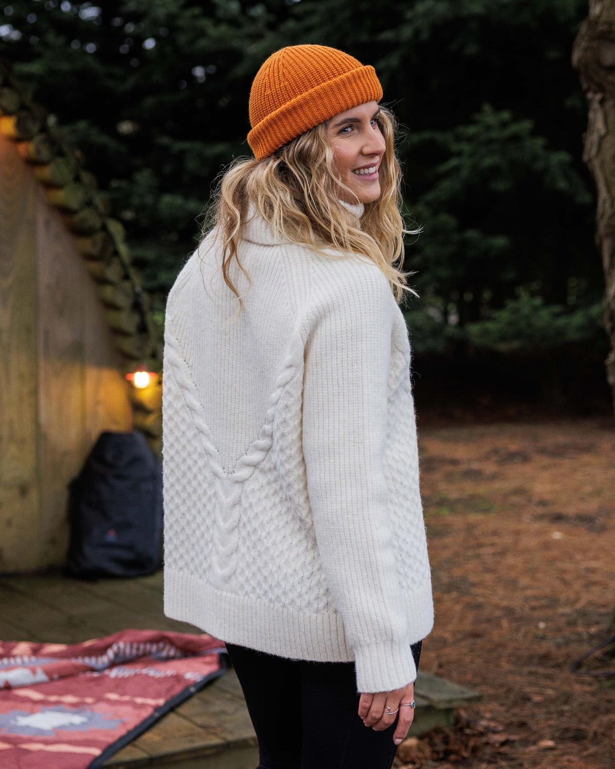 Snuggle Knitted Polo Neck - Off White - Lifestyle