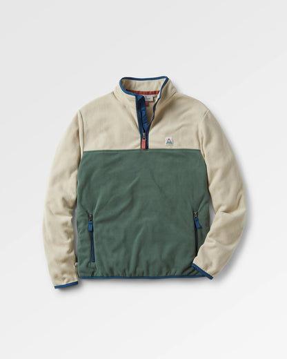 Set Off Polar 1/4 Zip Fleece - Oatmeal/ Dark Forest - Flatlay