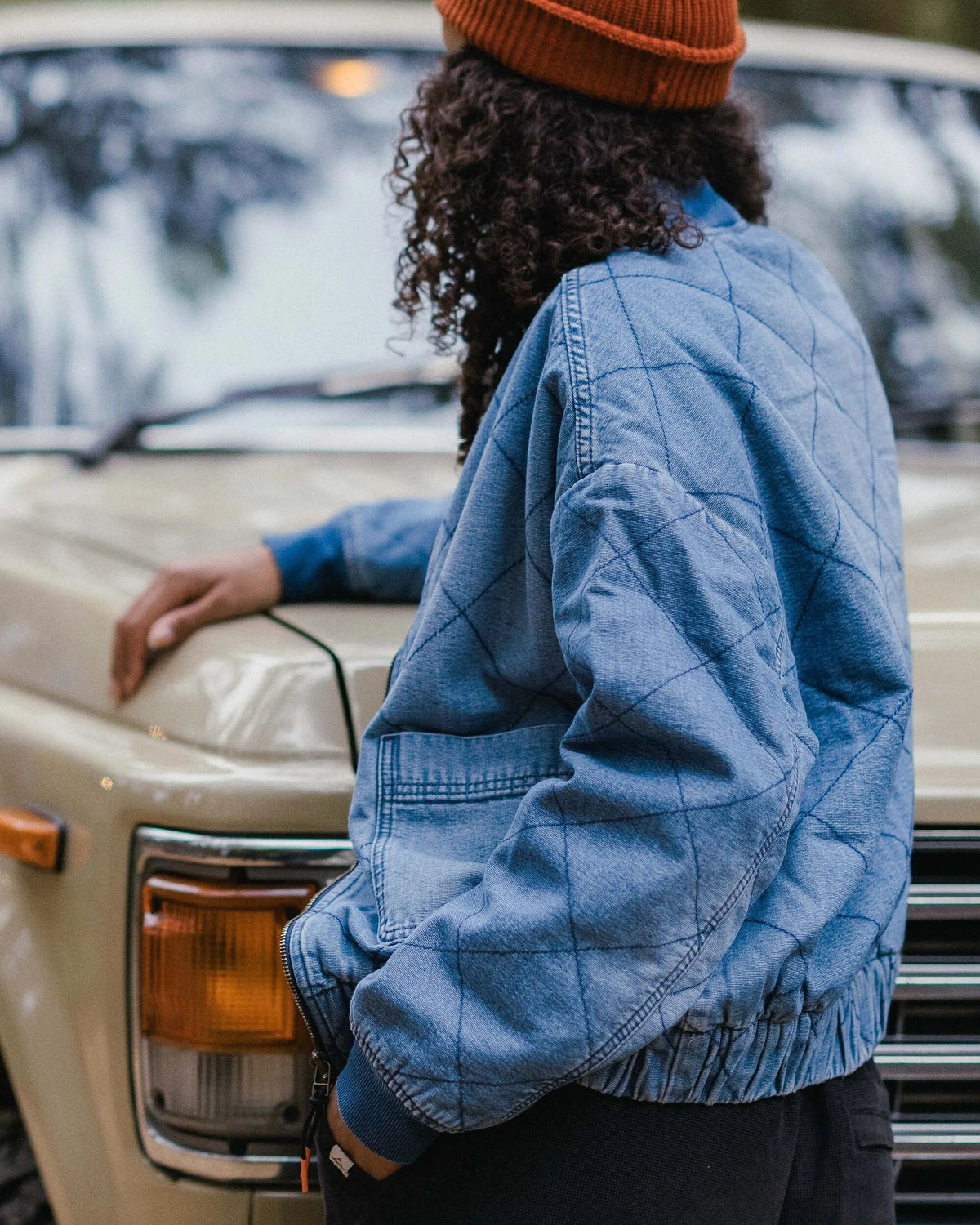 Lucia Sherpa Lined Denim Bomber Jacket - Denim Blue - Lifestyle