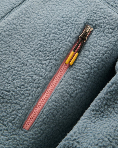 Home Full Zip Hooded Sherpa Fleece - Stormy Blue  - Flatlay