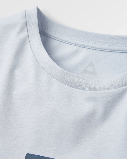 Waves & Trees Cotton T-Shirt - Grey Blue - Flatlay