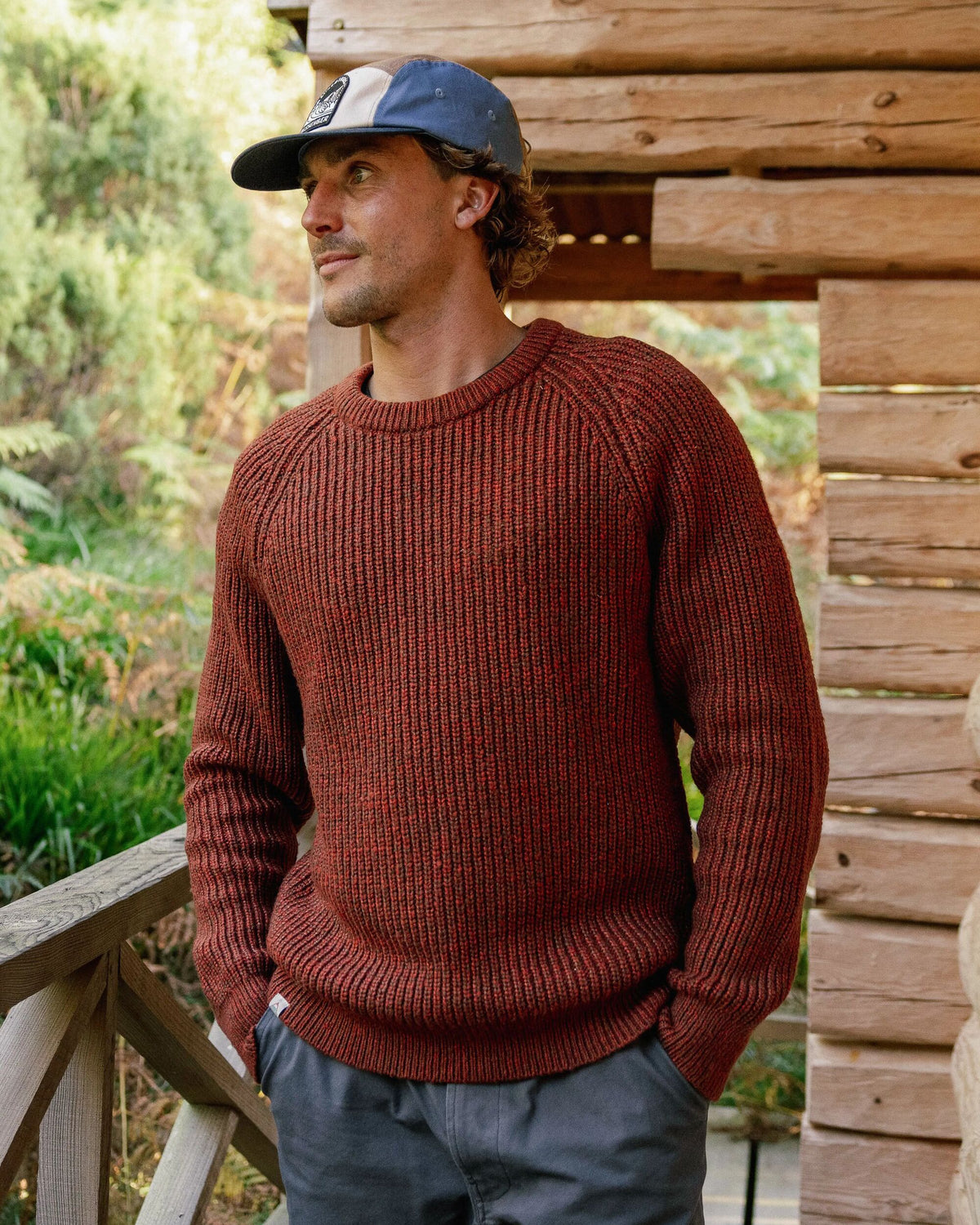 Fog Knitted Jumper - Red Ochre - Lifestyle