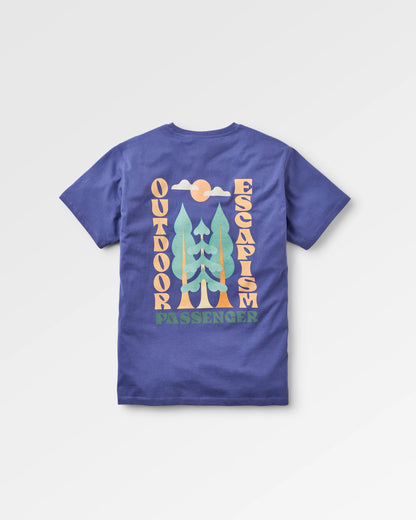 Tall Pines Men's T-Shirt - Purple Indigo - Flatlay