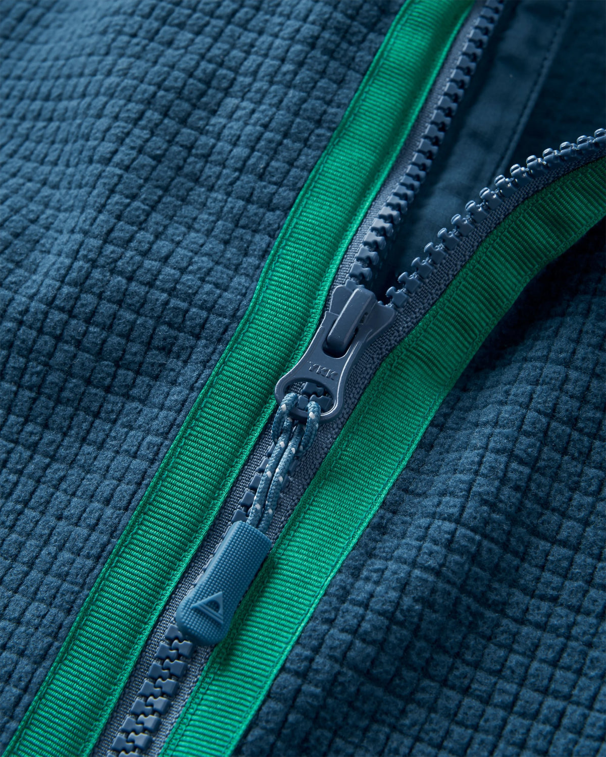 Off Trail Grid Polar Fleece - Pistachio/Dark Denim - Flatlay