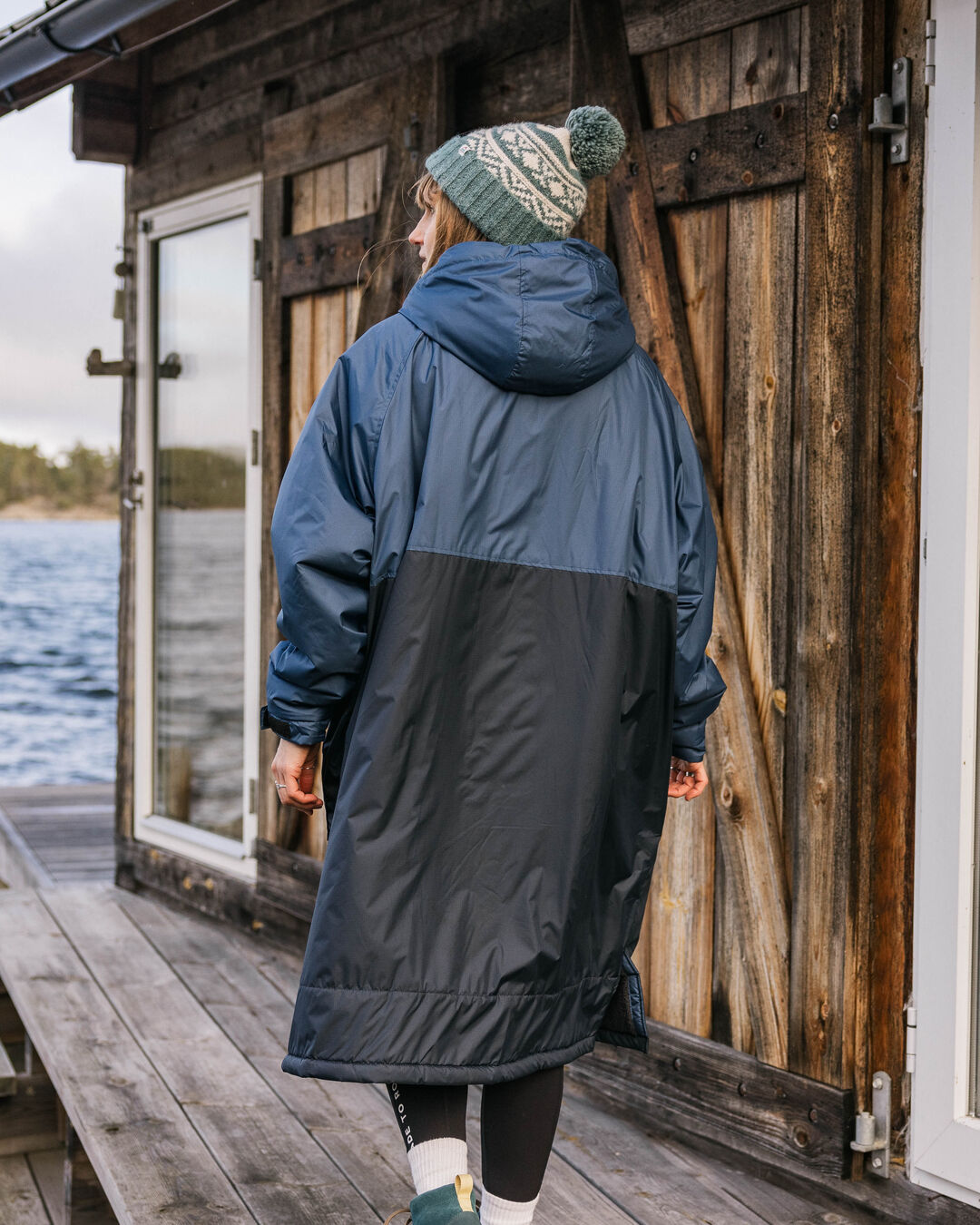 Waves Sherpa Lined Changing Robe - Dark Denim/ Deep Navy - Lifestyle - Female