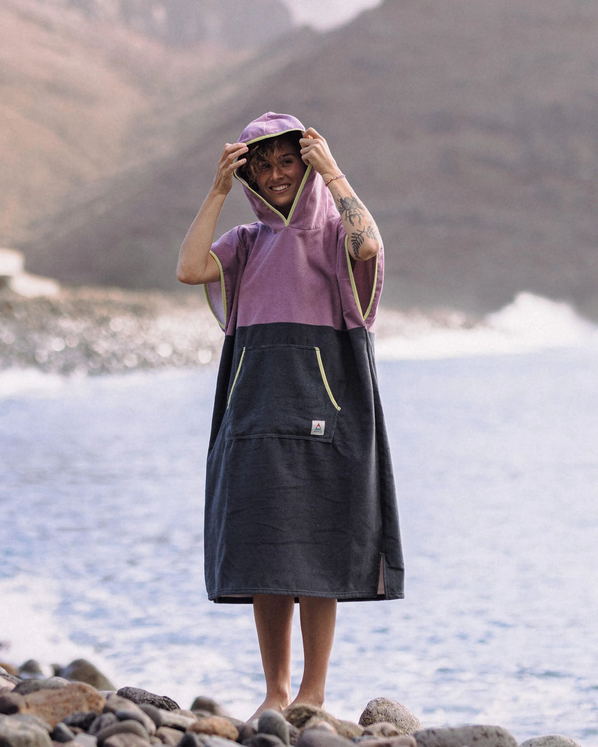 Tulum Towel Poncho - Grape / Charcoal - Lifestyle - Female