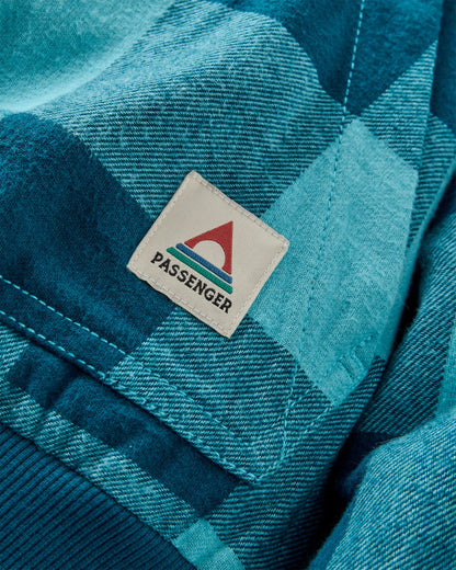 On The Go Insulated Bomber Jacket - Retro Blue Check  - Flatlay