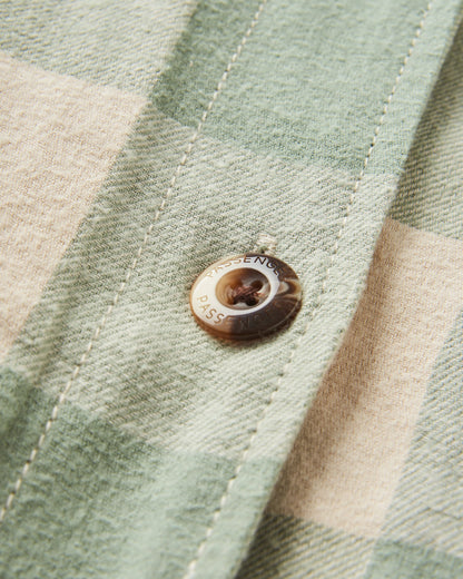 Flint Cotton Overshirt - Pistachio Buffalo Check - Flatlay