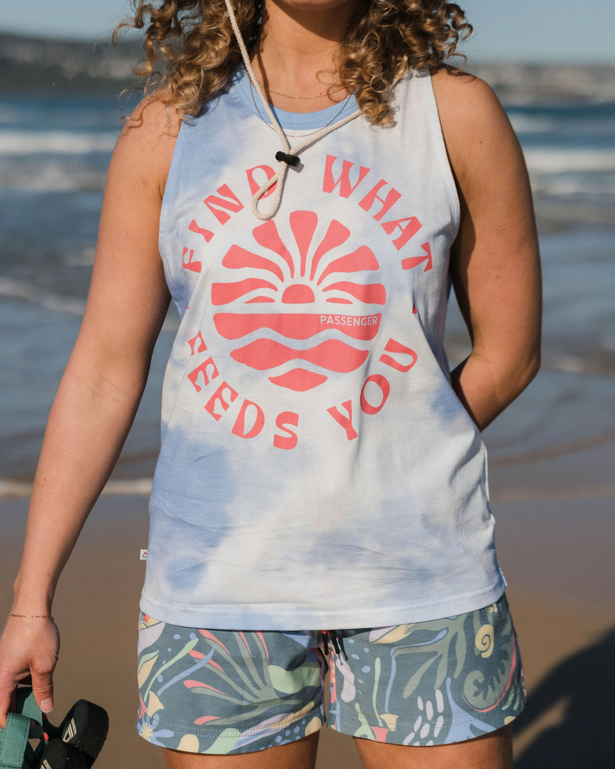 Discovery Cotton Vest - Tie Dye Cornflower - Lifestyle