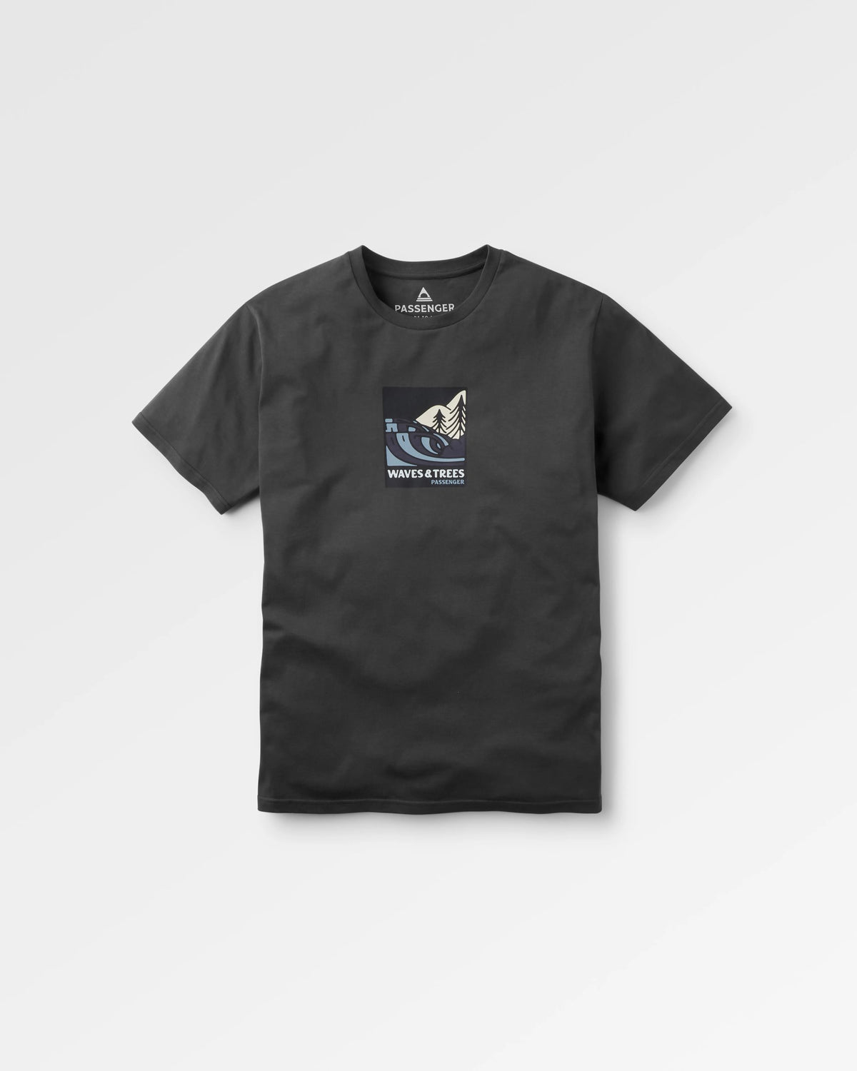 Waves & Trees Cotton T-Shirt - Charcoal - Flatlay