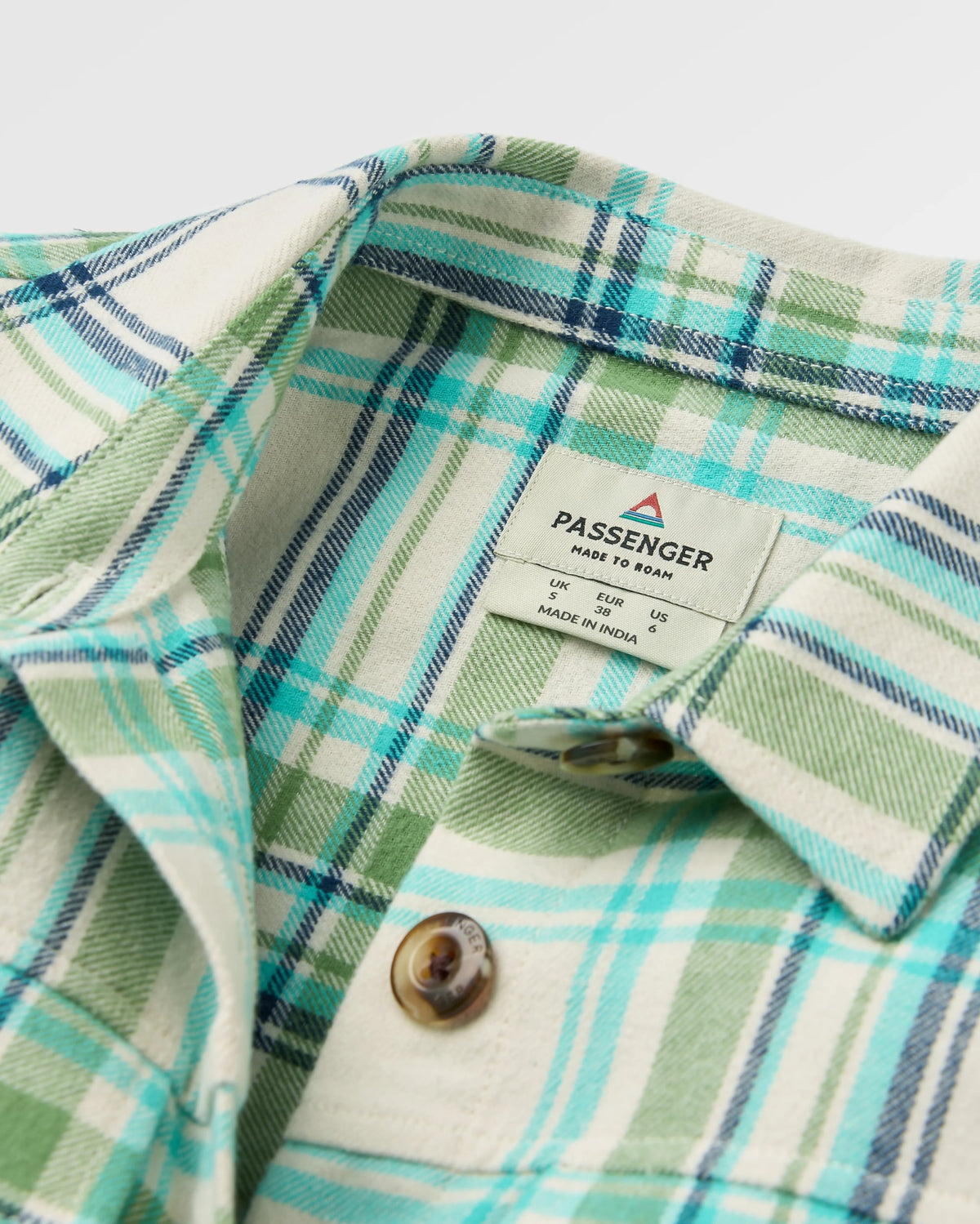 Stella LS Shirt - Vintage White/Stem Green Check - Flatlay