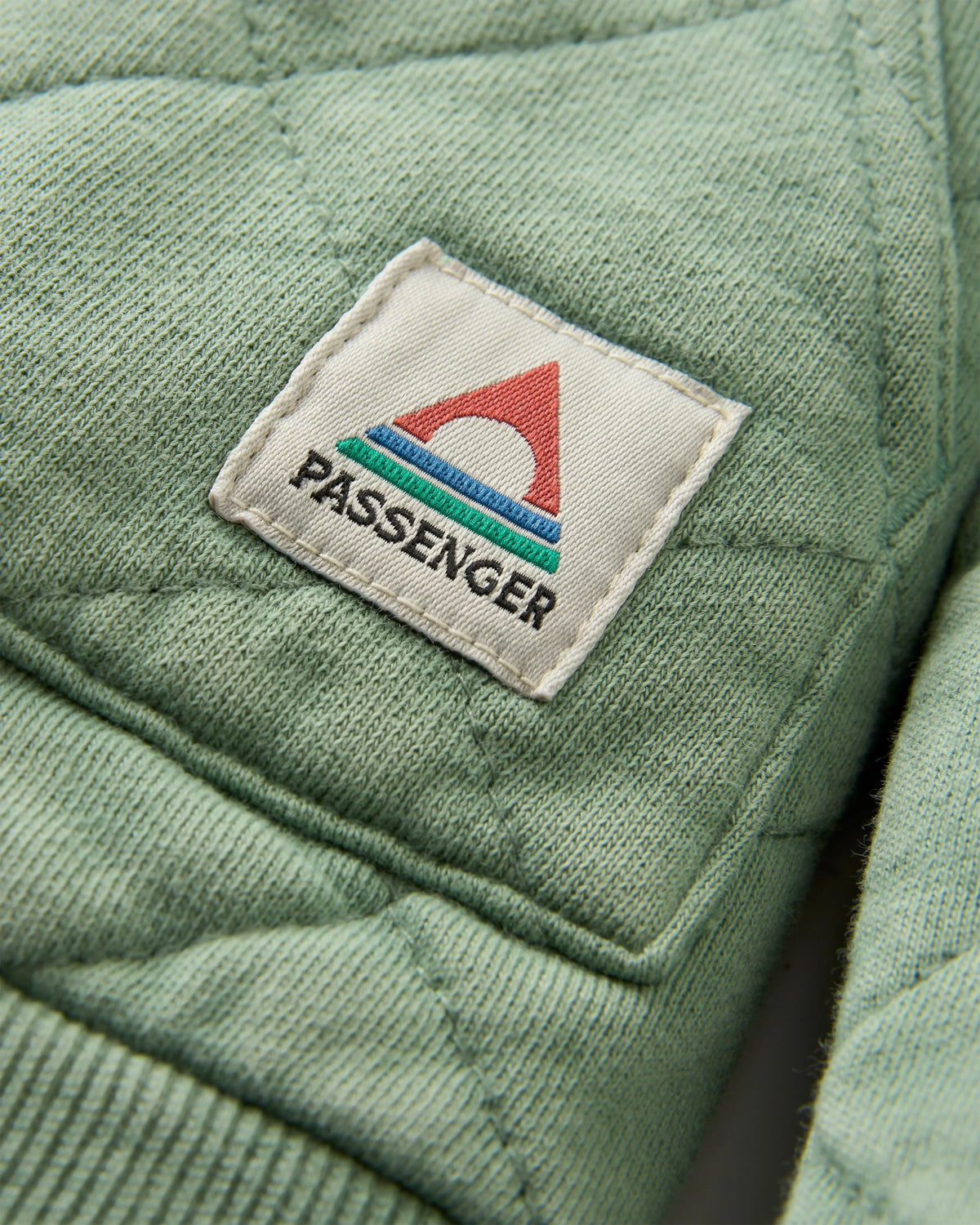 Clementine Quilted Popper Up Hoodie - Pistachio - Flatlay
