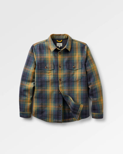 Barren Wool Blend Overshirt - Dusty Ochre/Charcoal Check - Flatlay