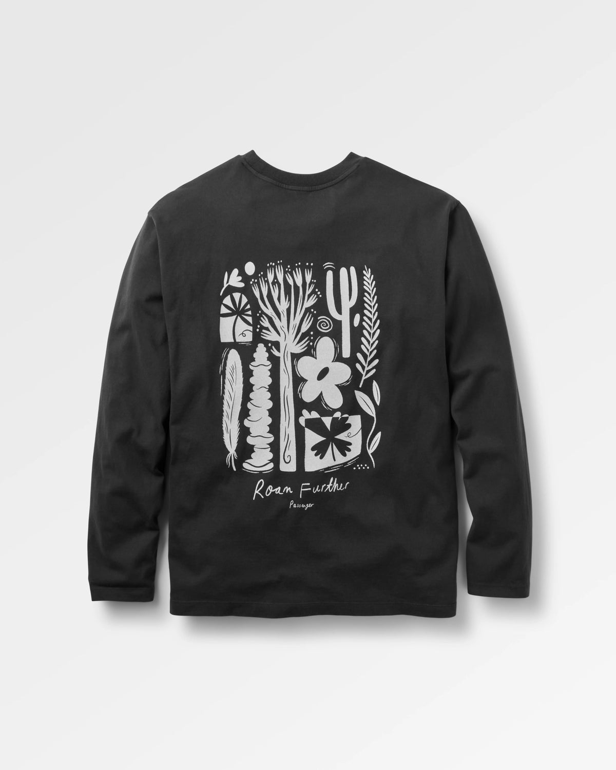 Roam Further Relaxed Fit LS T-Shirt - Black - Flatlay