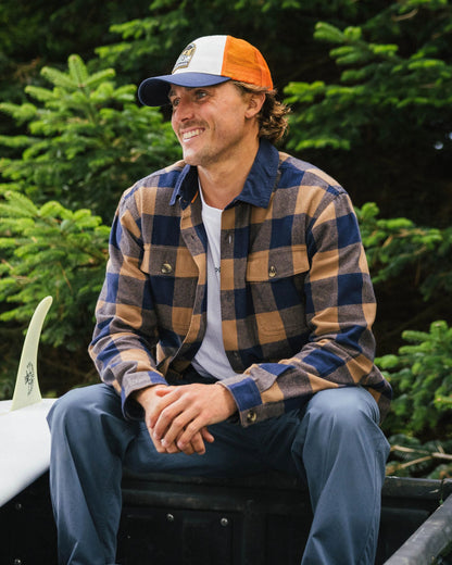 Rustic Cotton Shirt - Toffee/Rich Navy Buffalo - Lifestyle