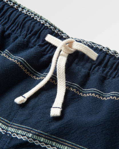 Drifter Cotton Jacquard Short - Deep Navy Jacquard Stripe - Flatlay