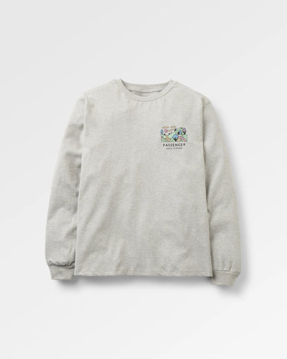 Slower Rhythms Women's Cotton LS T-Shirt - Grey Marl - Flatlay