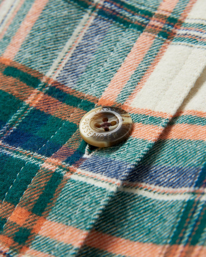 Rootsy Cotton LS Shirt - Birch/Rain Forest Check - Flatlay