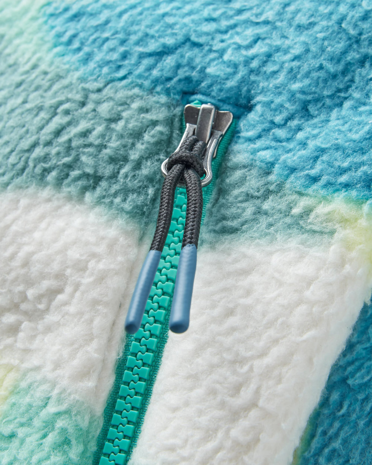Fairbanks Full Zip Sherpa Fleece - Vista Patchwork Aqua - Flatlay