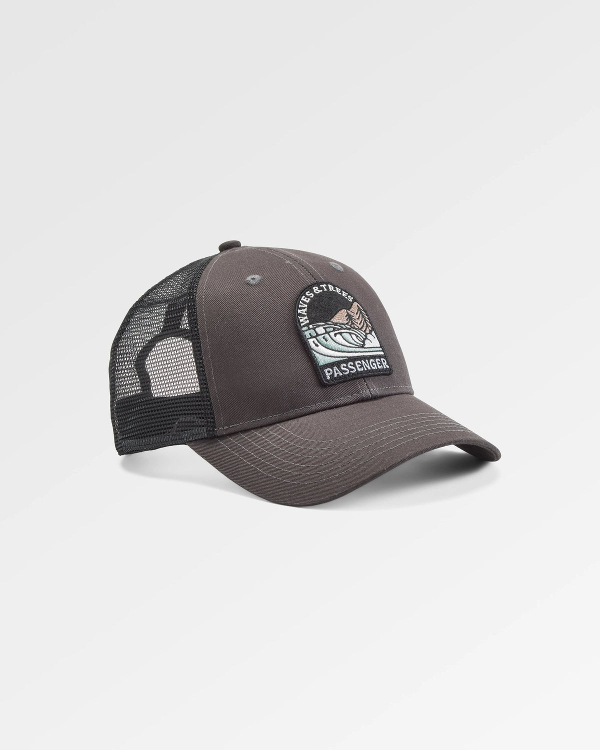 Waves & Trees Cotton Trucker Cap - Charcoal - Flatlay