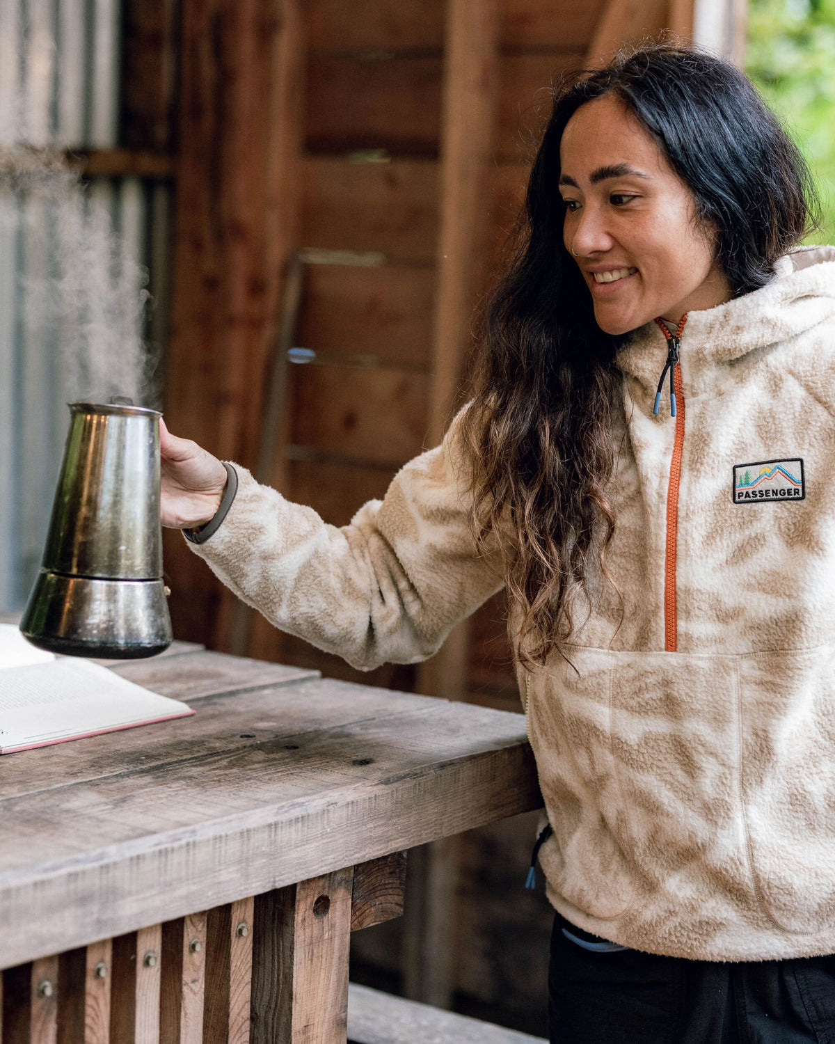 Maine 1/2 Zip Sherpa Fleece - Abstract Mountain Birch - Lifestyle