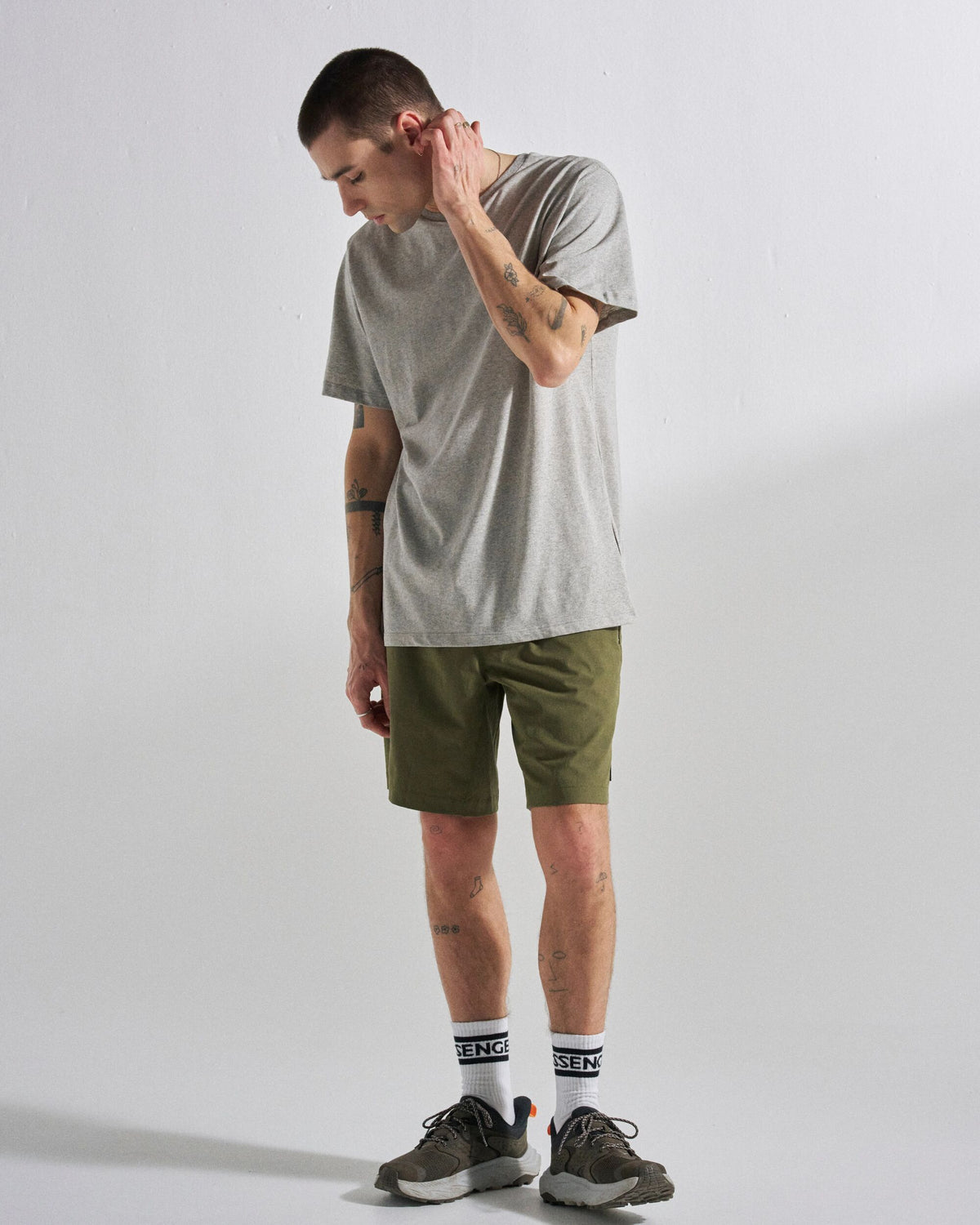 Classic Logo T-Shirt - Mid Grey Marl - Studio Model