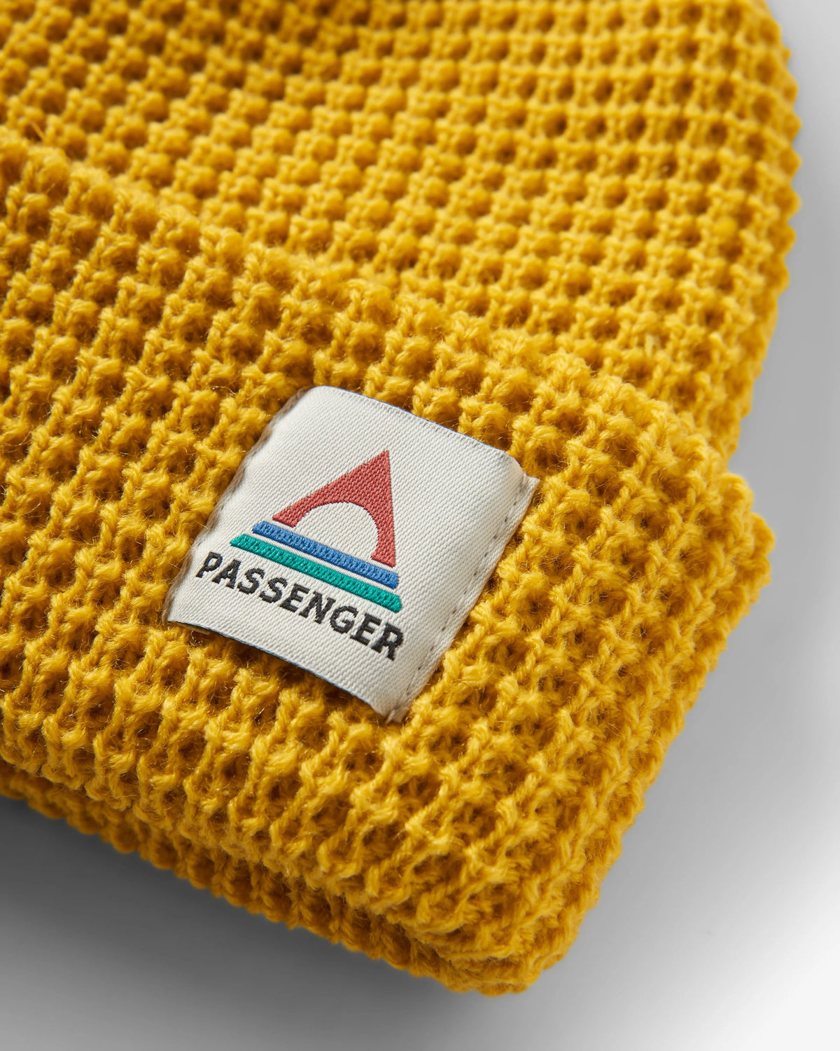 Moss Double Layer Waffle Beanie - Mustard Yellow - Flatlay